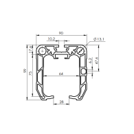 Dolny profil prowadzący AL, 90x99, L3m