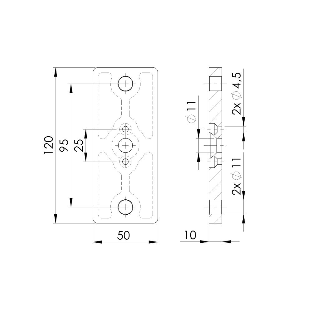 Nierdzewna płyta do kotwienia słupka 50x60 R7016
