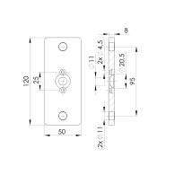 Nierdzewna płyta do kotwienia słupka 50x60 R7016