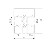 Słupek ogrodzeniowy aluminiowy 50 × 60 mm - 6 m - antracyt RAL 7016 - do wypełnień o szerokości 20 mm
