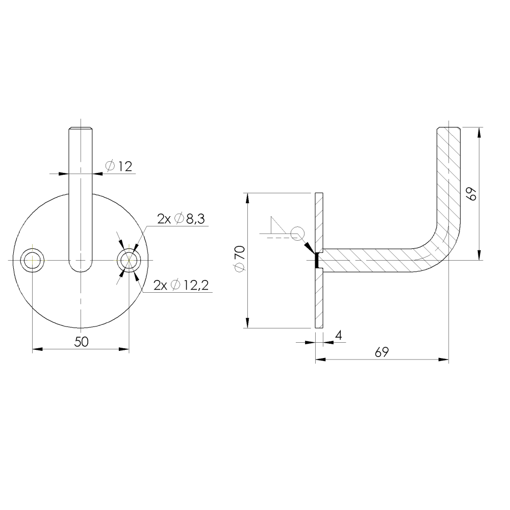 Uchwyt poręczy na ścianę