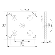 Aluminiowa płyta do kotwienia słupka 80x80 R7016