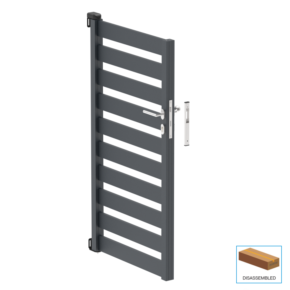 Brama aluminiowa jednoskrzydłowa 1,025x1,50m z wypełnieniem 20x100 R7016 - zestaw