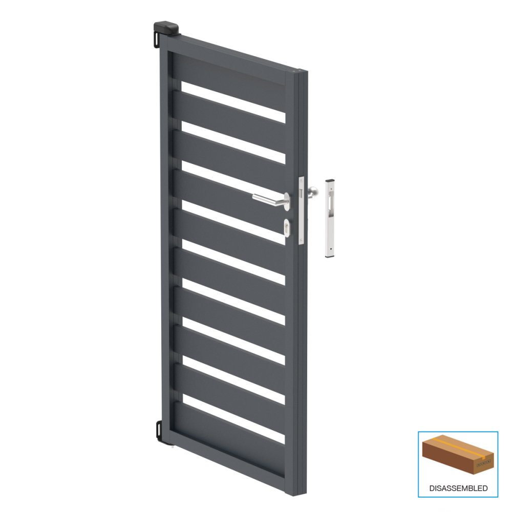 Brama aluminiowa jednoskrzydłowa 1,025x1,50m z wypełnieniem 20x100 R7016 - zestaw