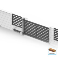 Aluminiowa samonośna brama przesuwna 6x2,125m z wypełnieniem 20x100 R7016