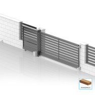 Aluminiowa samonośna brama przesuwna 6x2,125m z wypełnieniem 20x100 R7016