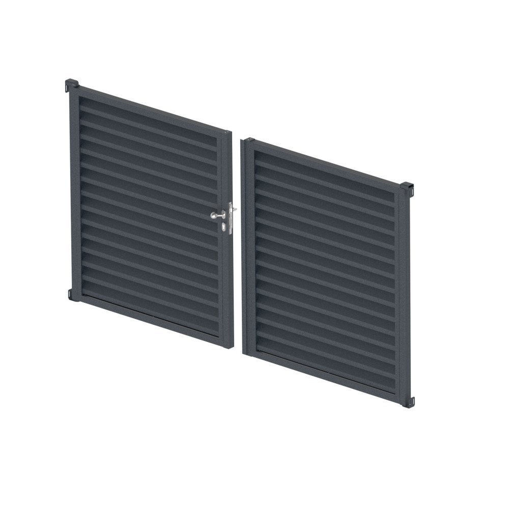 Aluminiowa dwuskrzydłowa brama żaluzjowa 3,92x1,85m - zestaw