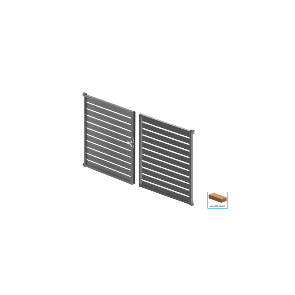 Brama aluminiowa dwuskrzydłowa 3,92x1,85m z wypełnieniem 20x100 R7016 - zestaw