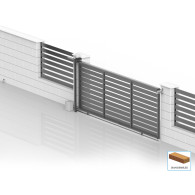 Aluminiowa brama rolowana przesuwna 6x2,045m z wypełnieniem 20x100 R7016 - zestaw