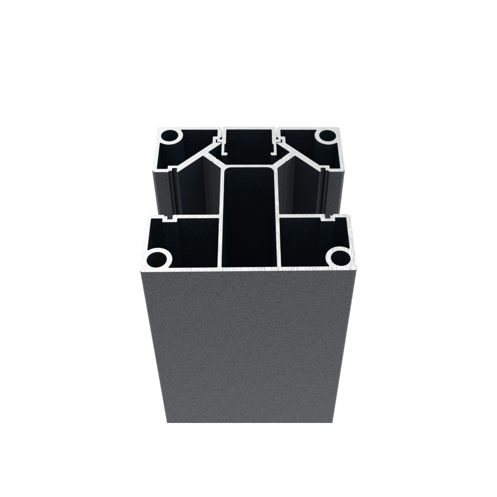 Zestaw aluminiowych słupków ogrodzeniowych 70 × 70 mm - 2,0 m - Antracyt RAL 7016 - do wypełnień o szerokości 20 mm