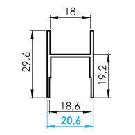Aluminiowy profil dolny do napełniania szkła
