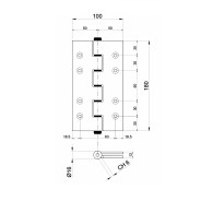 Zawias sprężynowy jednostronny, aluminium, L=180mm