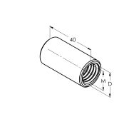Cylindryczna nakrętka przedłużająca, AISI304, M12x40