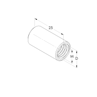 Cylindryczna nakrętka przedłużająca, AISI304, M10x25