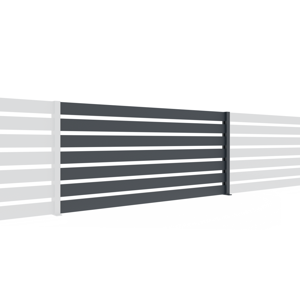 Ogrodzenie aluminiowe z listwą 20x100 i słupkiem 50x60, 0,9x2m