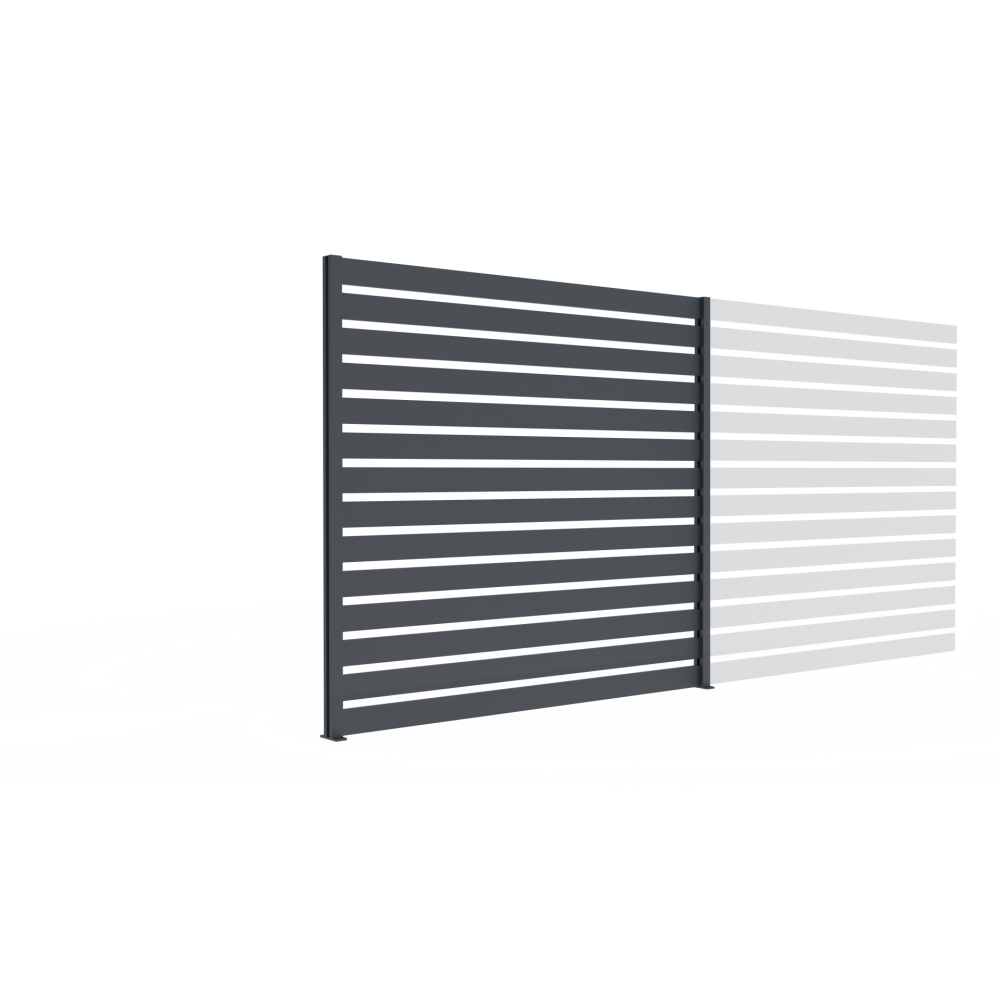 Ogrodzenie aluminiowe z listwą 20x100 i słupkiem PRO70x70, 1,85x2m