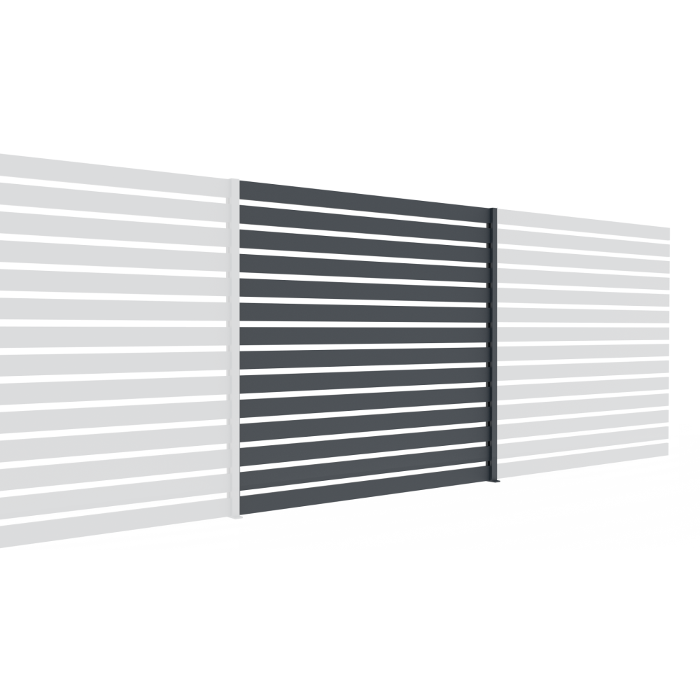 Ogrodzenie aluminiowe z listwą 20x100 i słupkiem PRO70x70, 1,85x2m