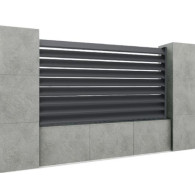 Aluminiowe pole ogrodzeniowe z pochyloną pojedynczą pustą listwą 20x105, 1,2x2m