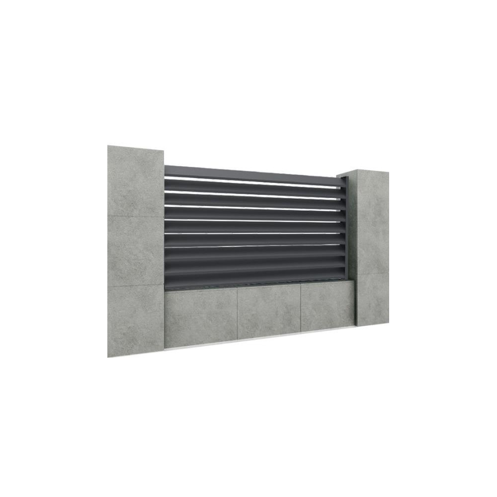 Aluminiowe pole ogrodzeniowe z pochyloną pojedynczą pustą listwą 20x105, 1,2x2m