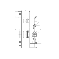 Zamek na wkładkę bębenkową dla profilu JP 50x30mm ze stali nierdzewnej
