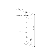 Słupek do balustrady ze stali Nierdzewnej, Kotwienie górne
