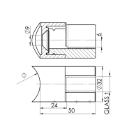 Uchwyt na szybę do słupka 42,4, lewy