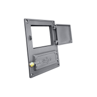 Drzwiczki żeliwne kuchenne DPK4M 375x275 z mosiężnymi gałkami, H1655 - Domabau.pl