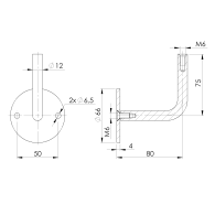 Uchwyt poręczy na ścianę bez tacki
