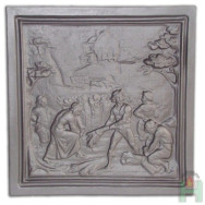 Żeliwna płyta kominkowa ŻNIWIARZE 485x485, H0513 - Domabau.pl