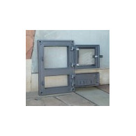 Drzwiczki żeliwne kuchenne z szybką H1622 375x275 DPK8R i regulacją dopływu powietrza - Domabau.pl