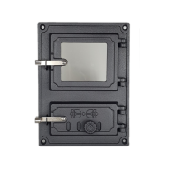 Drzwiczki kuchenne H1622N żeliwne z szybką 375x275 - Domabau.pl