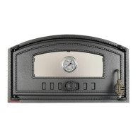 Drzwiczki żeliwne z szybą i termometrem 490x280 H1007 - Domabau.pl