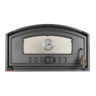 Drzwiczki żeliwne z szybą i termometrem 490x280 H1007 - Domabau.pl
