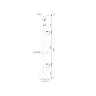 Słupek, Kotwienie górne - prawe AISI304, D42,4/2xm