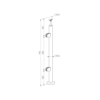 Słupek, Kotwienie górne - lewe AISI304, D42,4/2xmo