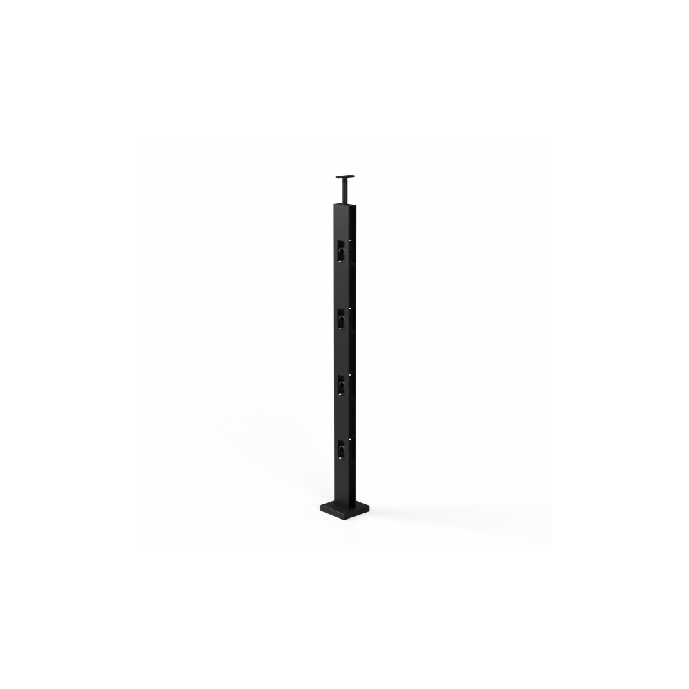 Słupek metalowy balustrady z uchwtami osiowymi rurek RAL