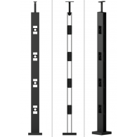 Słupek metalowy balustrady z uchwtami osiowymi rurek RAL
