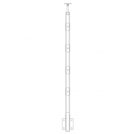 Słupek balustrady od boku z uchwtami osiowymi rurek RAL