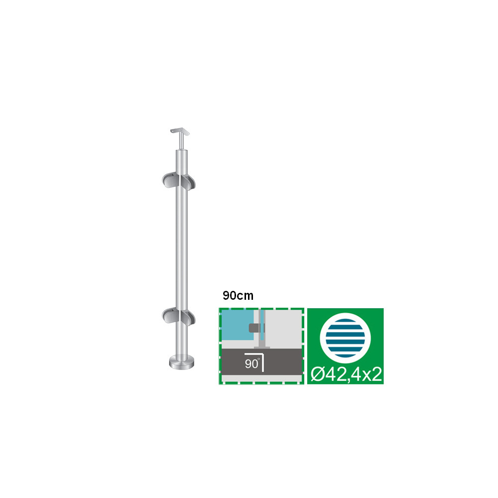 Słupek, Kotwienie górne - dwustronne 90° AISI304,