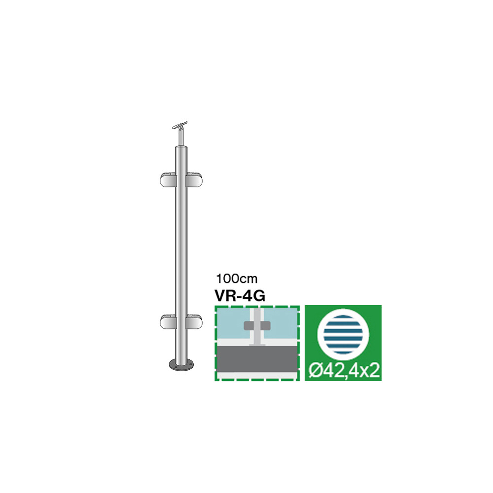 Słupek, Kotwienie górne - dwustronne180° AISI304,