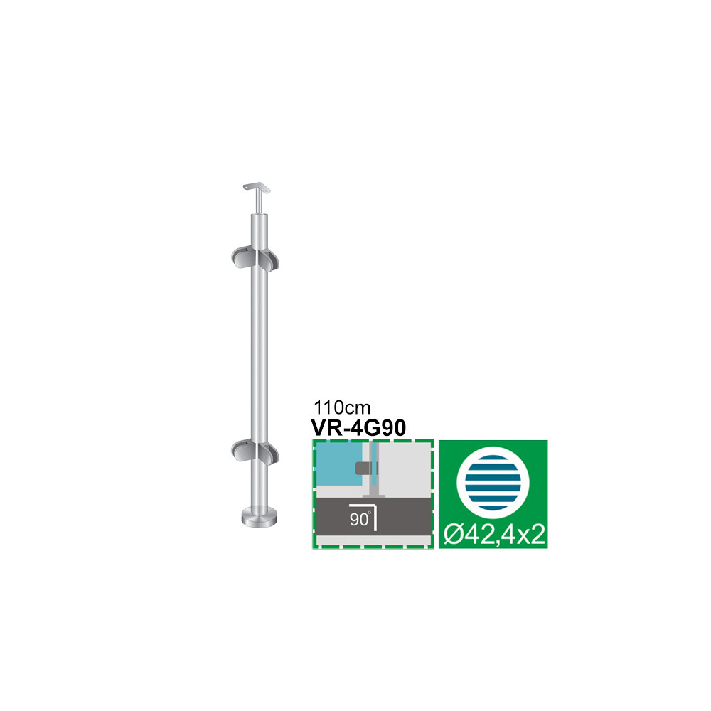 Słupek, Kotwienie górne - dwustronne 90° AISI304,