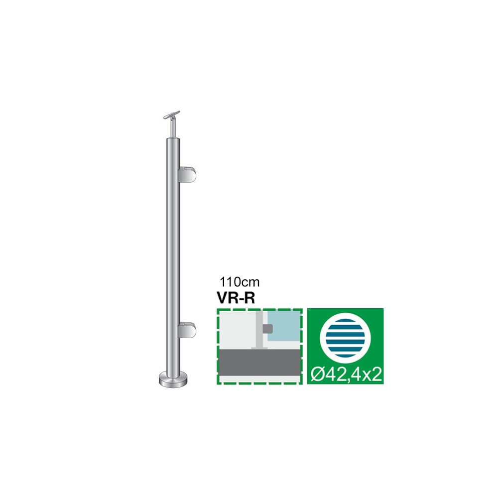 Słupek, Kotwienie górne - prawe AISI304, D42,4x2/2