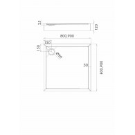 Cameron Black Stone brodzik kwadratowy 80 cm