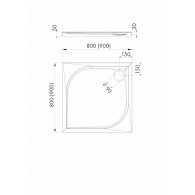 Canes brodzik kompozytowy kwadratowy 90 cm