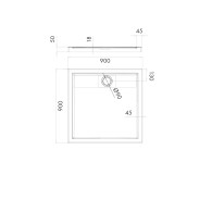 Charis brodzik kompozytowy kwadratowy 90 cm