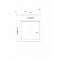 Erida brodzik kompozytowy kwadratowy 100 cm