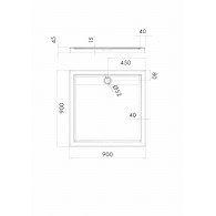Estra brodzik kompozytowy kwadratowy 90 cm