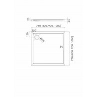 Sharper brodzik kwadratowy 80 cm