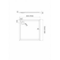 Sharper Cement Stone (cementowy kamień) brodzik kwadratowy 80 cm