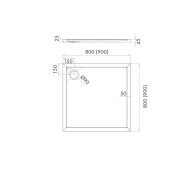 Sharper Cement Stone (cementowy kamień) brodzik kwadratowy 90 cm